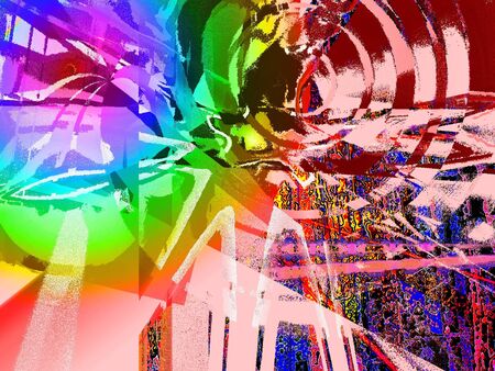 Artistically computer rendered abstraction with various bright colorsの写真素材
