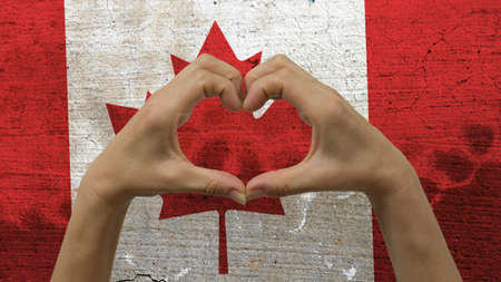 Hands Heart Symbol Canadian Flagの写真素材