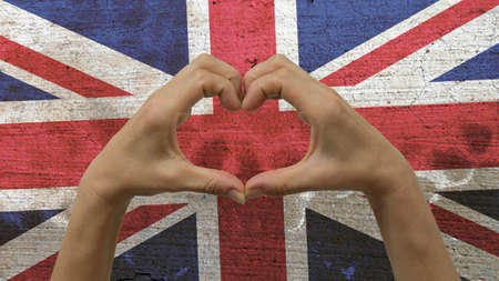 Hands Heart Symbol UK Flagの写真素材