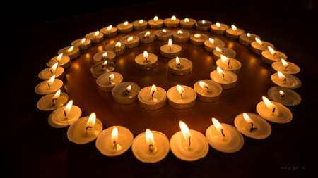 Burning Candles in Circlesの写真素材