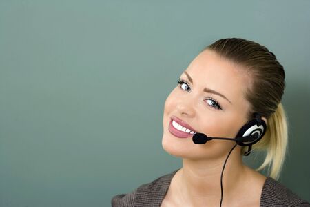 young female customer service representative smiling
