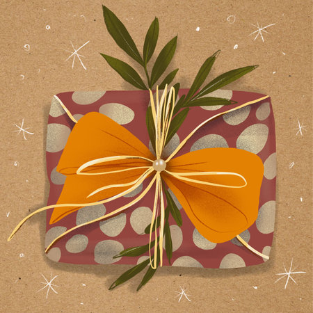 Gifts wrapped in furoshiki fabric are perfect for Christmas and other holidays. Eco-friendly materials and traditional Japanese style make them unique and stylish.の写真素材