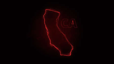 Plexus flat map showing the state of California from the United State of America on black background. USA. Plexus map of Californiaの写真素材