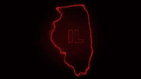 Plexus flat map showing the state of Illinois from the United State of America on black background. USA. Plexus map of Illinoisの写真素材