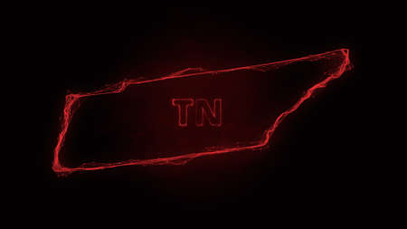 Plexus flat map showing the state of Tennessee from the United State of America on black background. USA. Plexus map of Tennesseeの写真素材