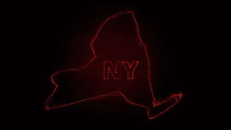 Plexus flat map showing the state of New York from the United State of America on black background. USA. Plexus map of New Yorkの写真素材