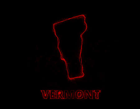 Plexus flat map showing the state of Vermont from the United State of America on black background. USA. Plexus map of Vermontの写真素材
