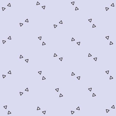 Pattern of black geometric shapes in retro, memphis 80s 90s style. Triangles shapes on purple background. Vintage abstract backgroundの写真素材