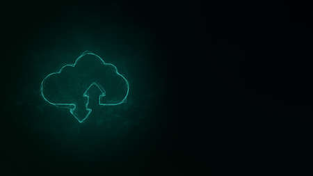 Cloud download and upload icon with plexus effect. Connected lines with dots. Illustrationの写真素材