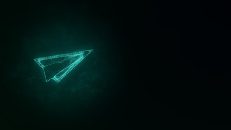Paper plane icon with plexus effect. Connected lines with dots. Illustrationの写真素材
