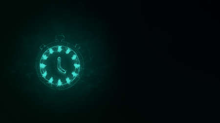 Stopwatch icon with plexus effect. Connected lines with dots. Illustrationの写真素材