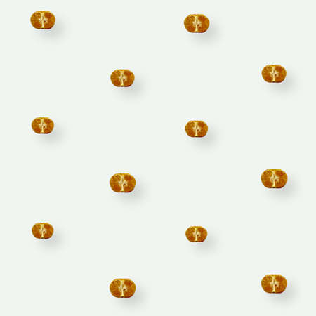 Colorful fruit pattern of fresh tangerines on white background. Mandarine. Top view. Flat lay. Pop art designの写真素材