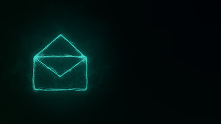 Envelope icon with plexus effect. Connected lines with dots. Illustrationの写真素材