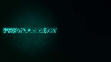 Programming title with plexus effect. Connected lines with dots. Lines title plexusの写真素材