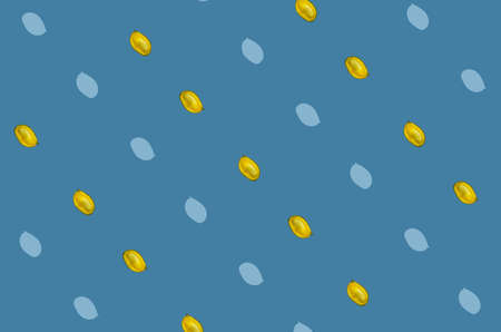 Colorful fruit pattern of fresh mango on blue background. Top view. Flat lay. Pop art designの写真素材