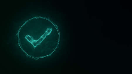 Check mark icon with plexus effect. Connected lines with dots. Illustrationの写真素材