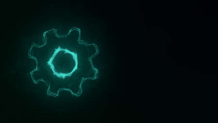Gear wheel icon isolated on white background. Connected lines with dots. Illustrationの写真素材