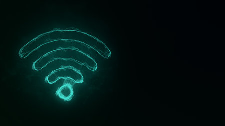 Wifi wireless internet network icon with plexus effect. Connected lines with dots. Illustration
