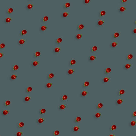 Colorful pattern of fresh red tomatoes on grey background. Top view. Flat lay. Pop art designの写真素材