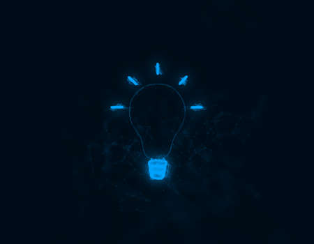 Lamp icon with plexus effect. Connected lines with dots. Illustrationの写真素材