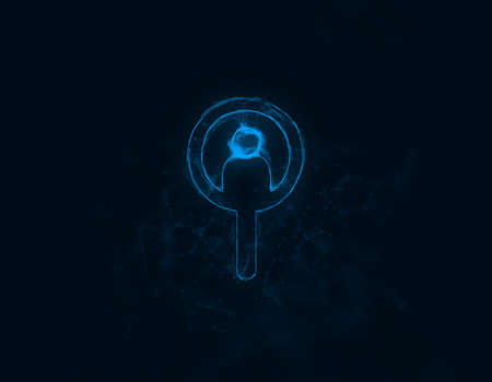 Magnifying glass for search a people icon with plexus effect. Connected lines with dots. Illustrationの写真素材