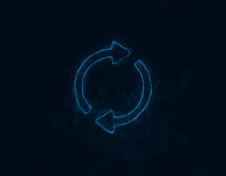 Recycle symbol icon with plexus effect. Connected lines with dots. Illustrationの写真素材