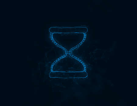 Hourglass diagram icon with plexus effect. Connected lines with dots. Illustrationの写真素材