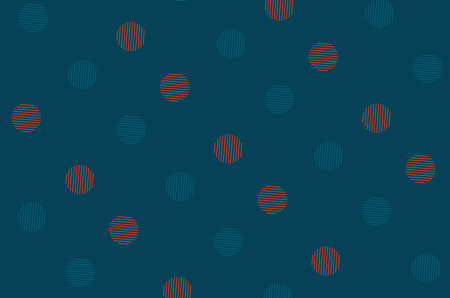 Pattern of orange and blue geometric shapes in retro, memphis 80s 90s style. Circles shapes of lines. Vintage abstract backgroundの写真素材