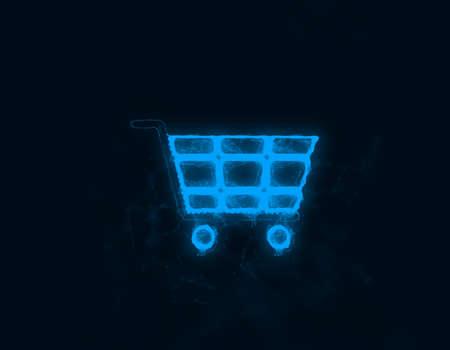 Shopping cart icon with plexus effect. Connected lines with dots. Illustrationの写真素材
