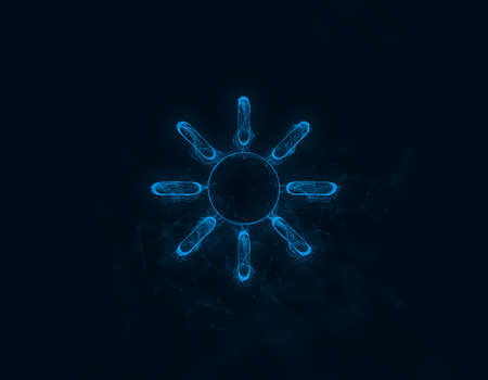 Sun icon with plexus effect. Connected lines with dots. Illustration
