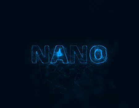Nano title with plexus effect. Connected lines with dots. Lines title plexusの写真素材