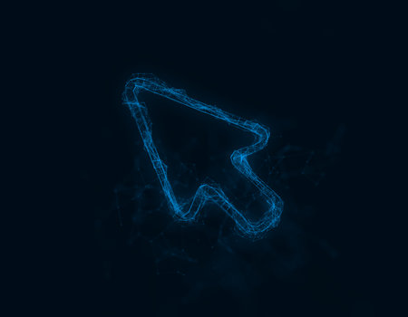 Arrow cursor icon with plexus effect. Connected lines with dots. Illustrationの写真素材