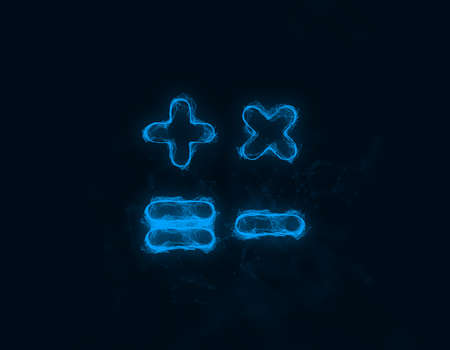 Calculator symbol icon with plexus effect. Connected lines with dots. Illustrationの写真素材