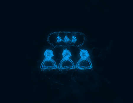 People group with bubble speeche icon with plexus effect. Connected lines with dots. Illustrationの写真素材