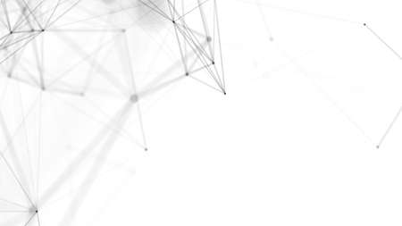Plexus fantasy abstract technology. Abstract geometric background with moving lines, dots and...