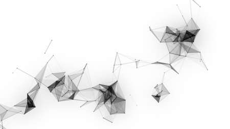 Plexus fantasy abstract technology. Abstract geometric background with moving lines, dots and...