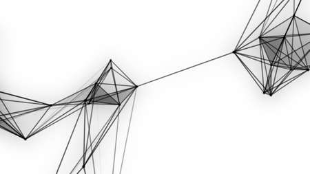Plexus fantasy abstract technology. Abstract geometric background with moving lines, dots and...