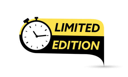 Modern yellow vector banner ribbon limited offer with stop watch.のイラスト素材