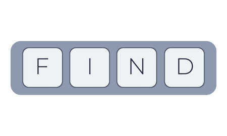 Computer keyboard key with key find. Keyboard keys icon buttonのイラスト素材