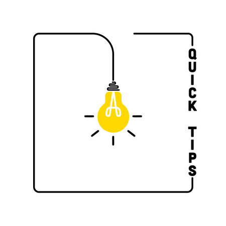 Quick tips icon badge. Top tips advice note icon. Idea bulb education tricks.のイラスト素材