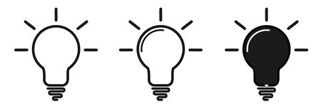 Lamp icons set. Idea lamp icon collection. Flat styleのイラスト素材
