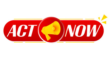 Megaphone with act now on white background. Megaphone banner. Web design. Vectorのイラスト素材