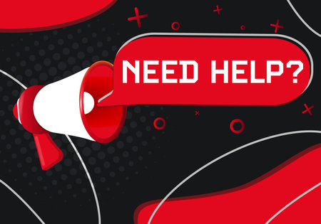Need Help. Hand Holding Megaphone With Speech Bubbleのイラスト素材