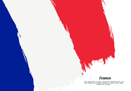 France flag brush concept. Flag of France grunge style banner backgroundのイラスト素材