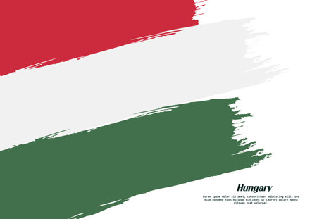 Hungary flag brush concept. Flag of Hungary grunge style banner backgroundのイラスト素材