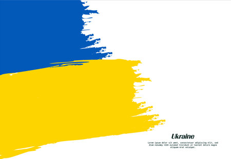 Ukraine flag brush concept. Flag of Ukraine grunge style banner backgroundのイラスト素材