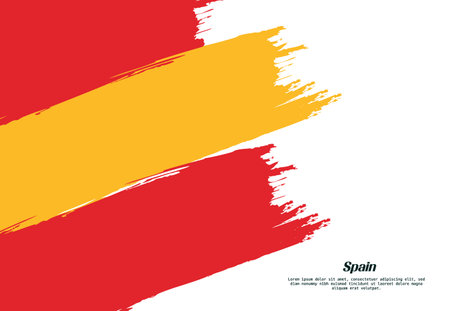 Spain flag brush concept. Flag of Spain grunge style banner backgroundのイラスト素材
