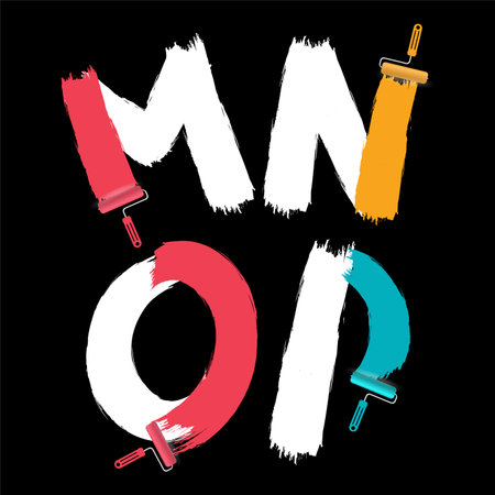Classic vintage uppercase alphabet. M to P pained alphabetのイラスト素材