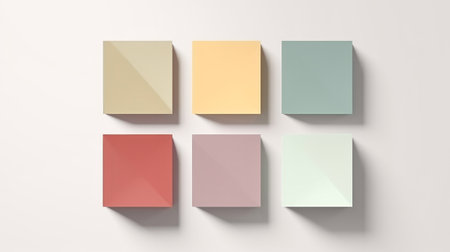 Square paper mockup with realistic shadows overlaying paper. Created with Generative AI technologyの素材