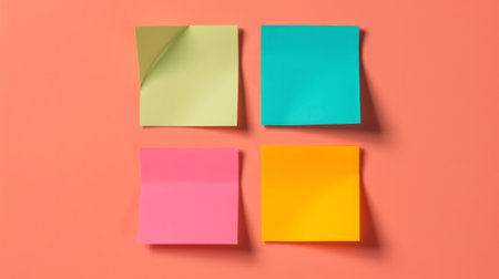Four different post it. Created with Generative AI technologyの素材